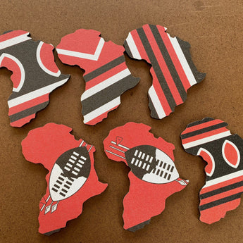 Africa Map Handmade Coasters Red Black