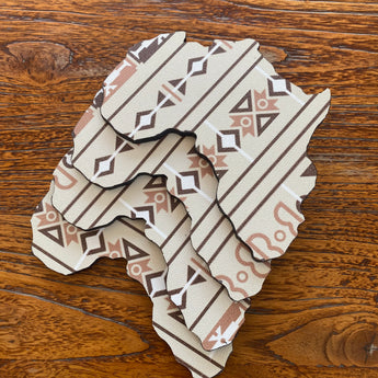 Africa Map Handmade Coasters Brown Sepedi