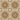 Wallpaper with a pattern consisting of a repeat pattern of circles, arrange in rows. Row 1  concentric circles and dots surrounding the circles. Row 2 plain rings. Background is beige, circles and dots are brown.