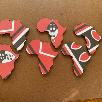Africa Map Handmade Coasters Black Red