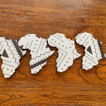 Africa Map Handmade Coasters White