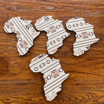 Africa Map Handmade Coasters Brown Sepedi