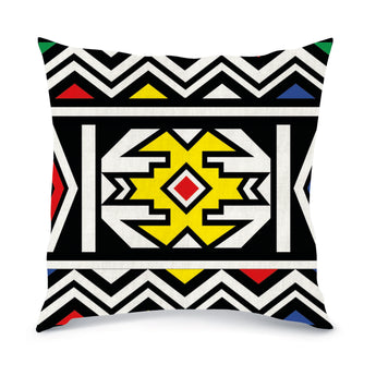 MoTSO DeSIGNED African Print Ndebele Inspired Cushions Red, Blue, White