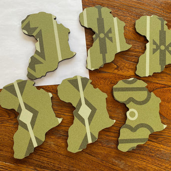 African Map Handmade Coasters Green