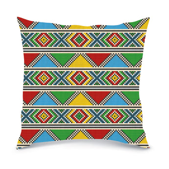 MoTSO DeSIGNED African Print Zulu Beads Inspired Cushions Red, Green and Blue